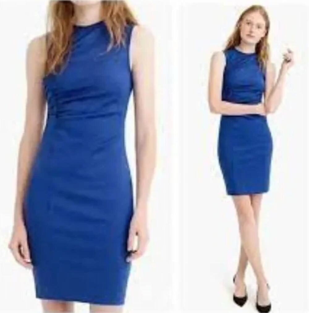 J. Crew 365 Ruched Ponte Sheath Dress Blue K2197 Size 2
